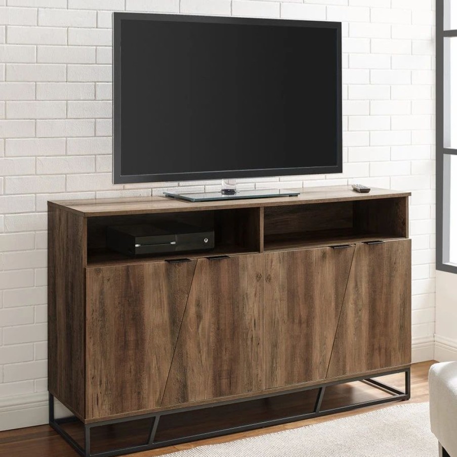 Buffets & Sideboards * | Walker Edison 58 Angled Door Sideboard, Reclaimed Barnwood