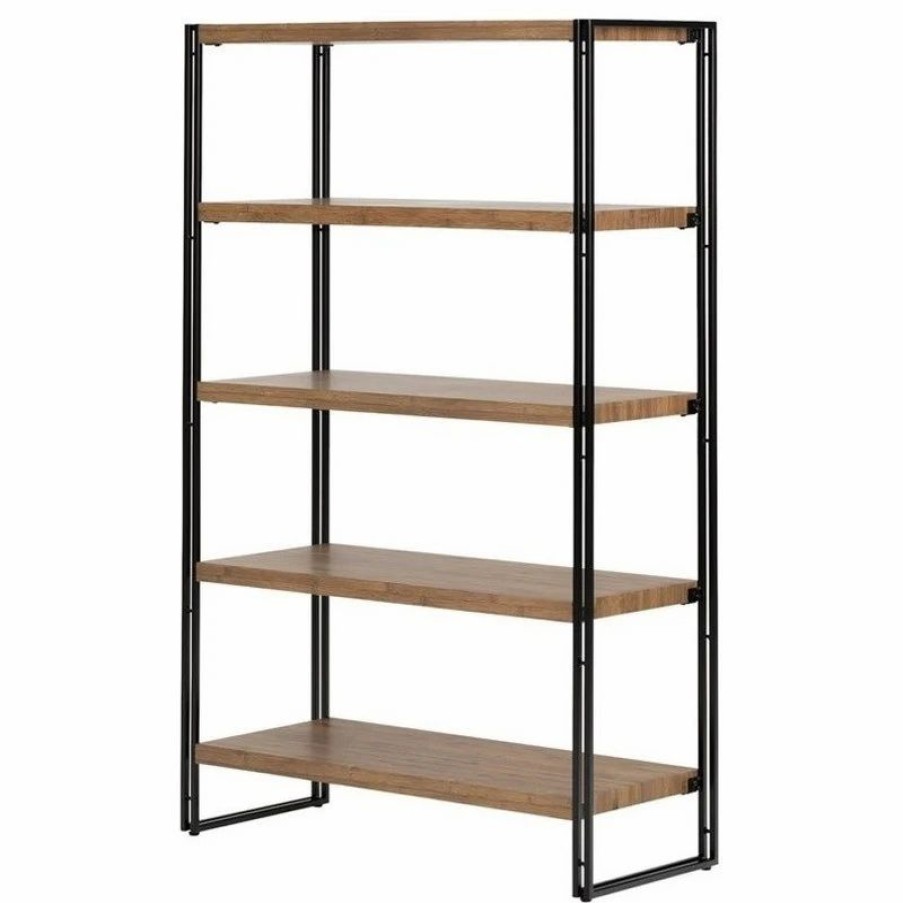 Bookcases * | South Shore Furniture South Shore Gimetri 4 Shelf Bookcase In Rustic Bamboo