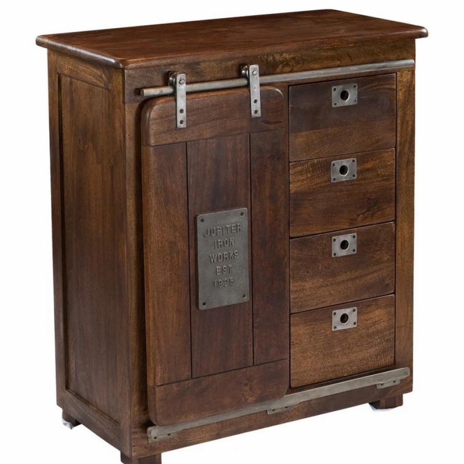 Accent Chests & Cabinets * | Coast To Coast Imports, Llc Warm Brown Mango 4 Drawer 1 Door Cabinet