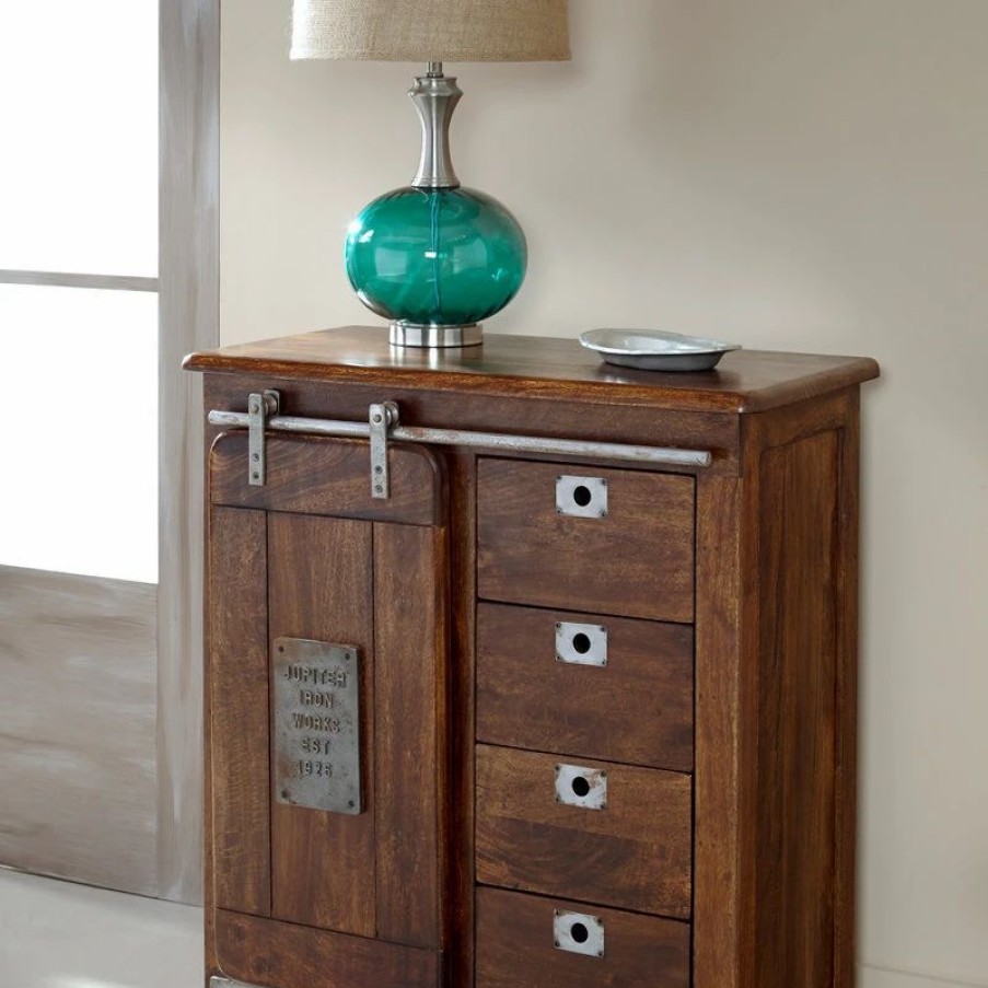 Accent Chests & Cabinets * | Coast To Coast Imports, Llc Warm Brown Mango 4 Drawer 1 Door Cabinet