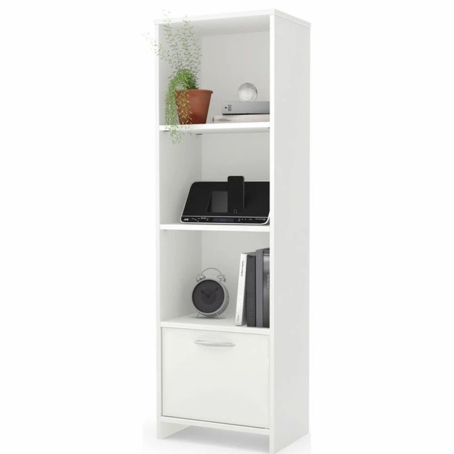 Bookcases * | South Shore Furniture South Shore Step One 3-Shelf Bookcase With Door, Pure White