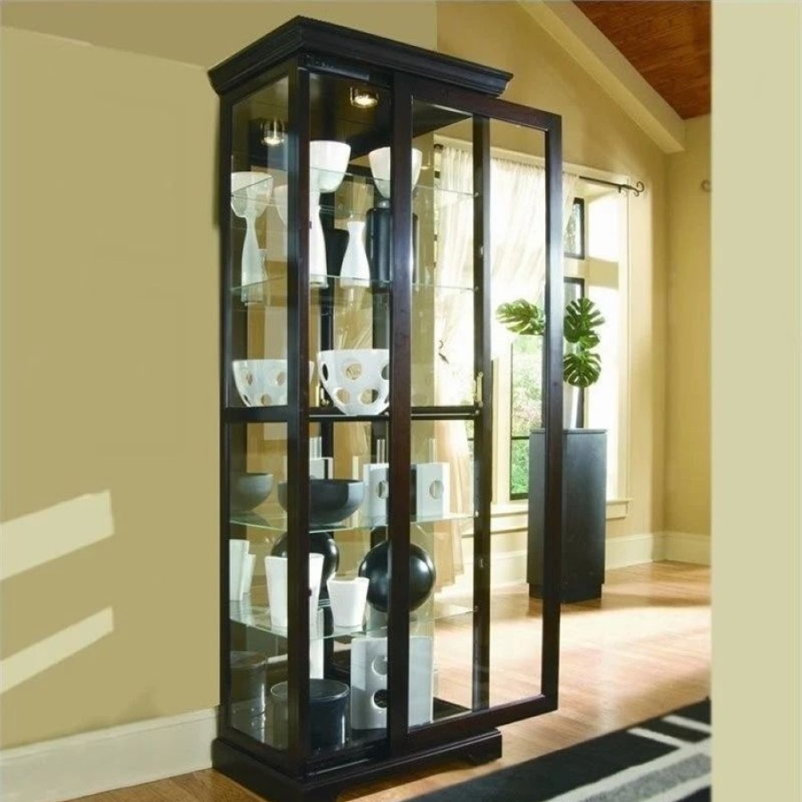 China Cabinets & Hutches * | Beaumont Lane Curio Cabinet In Chocolate Cherry