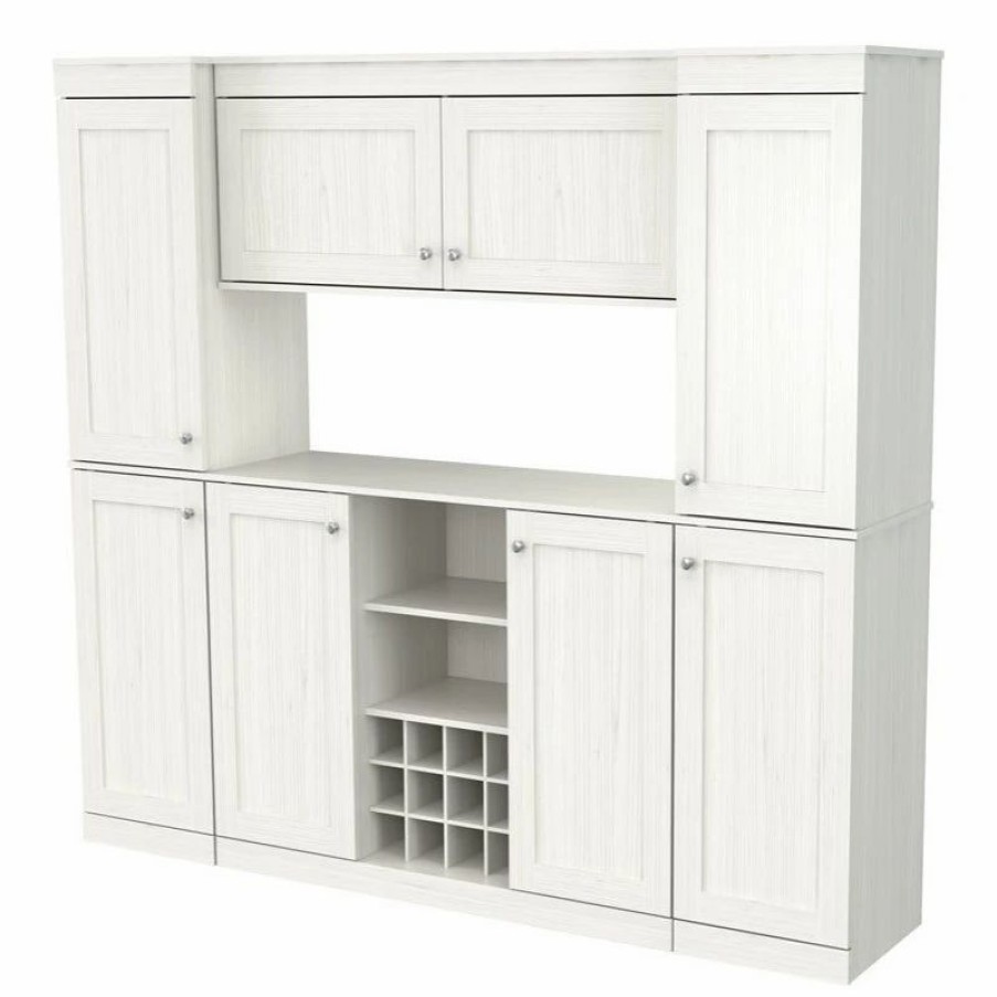 China Cabinets & Hutches * | Inval America Inval Shaker Style 4 Piece Buffet And Slim Pantry In Washed Oak Engineered Wood