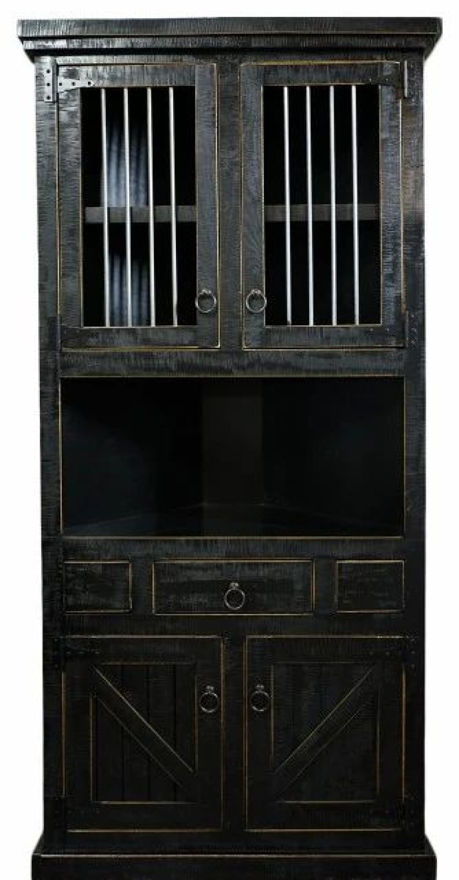 China Cabinets & Hutches * | Eagle Furniture Farm House Corner Dinning Hutch/Buffet, Antique Black