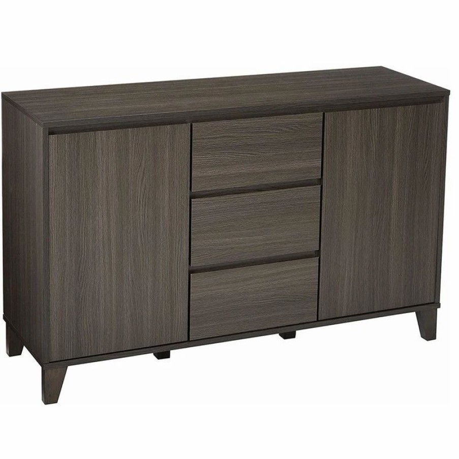 Buffets & Sideboards * | Pilaster Designs Anitra Oak Gray Wood Modern Buffet Server 2 Door Cabinet Console Table