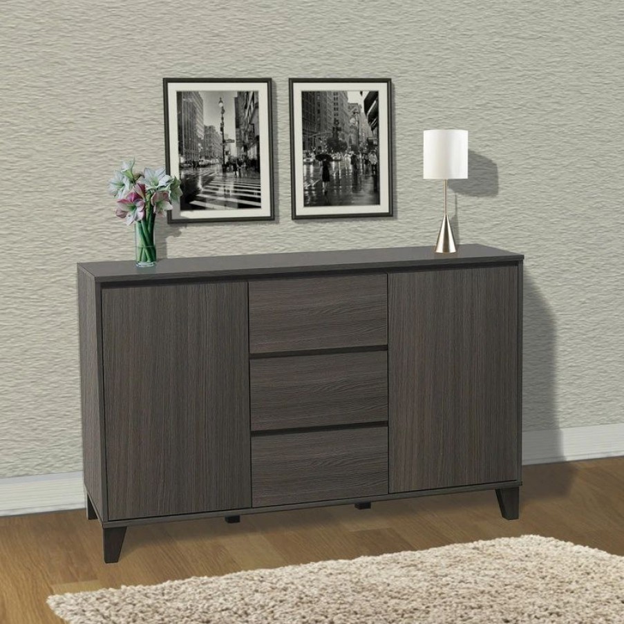 Buffets & Sideboards * | Pilaster Designs Anitra Oak Gray Wood Modern Buffet Server 2 Door Cabinet Console Table