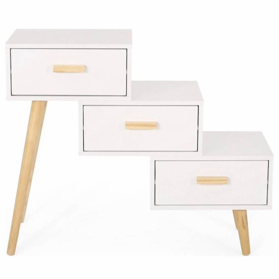 Accent Chests & Cabinets * | Gdfstudio Auckland Mid-Century Modern 3 Drawer Tiered Cabinet