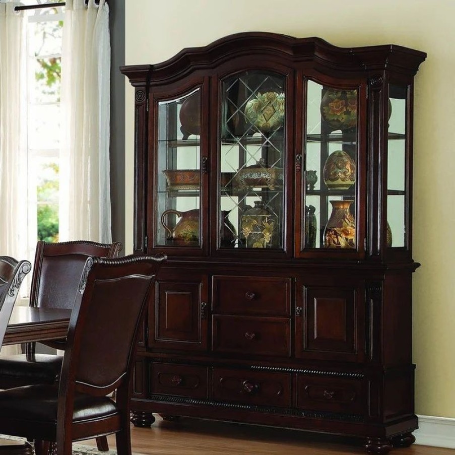 China Cabinets & Hutches * | Homelegancela, Inc Homelegance Lordsburg 5-Drawer Buffet And Hutch, Dark Brown