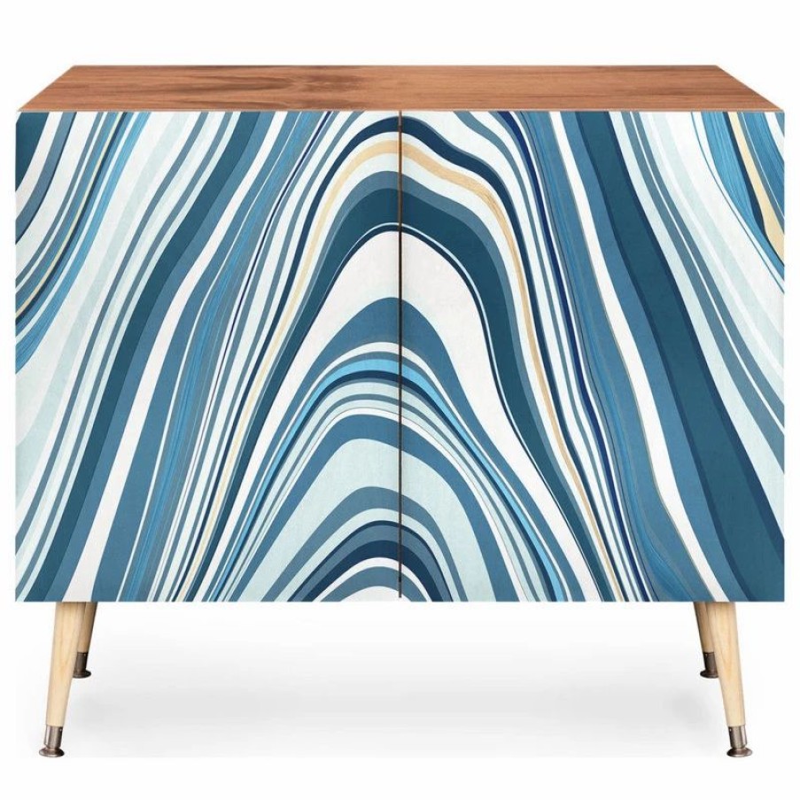 Buffets & Sideboards * | Deny Designs Jacqueline Maldonado Marble Blue Credenza, 38 X20