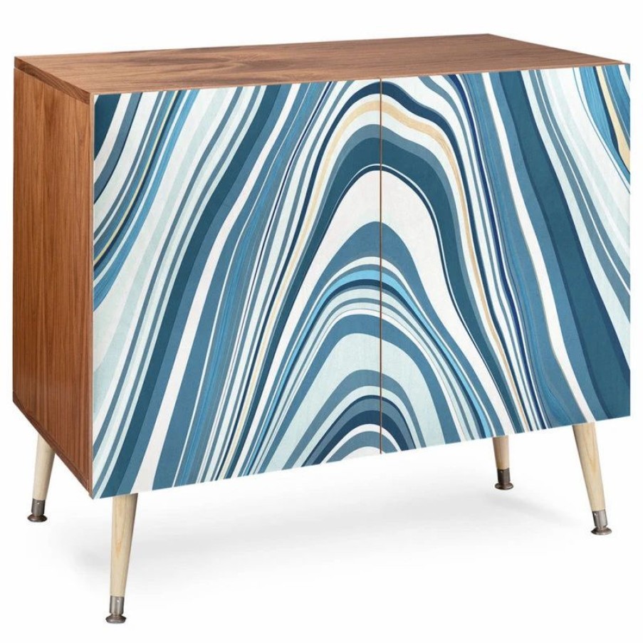 Buffets & Sideboards * | Deny Designs Jacqueline Maldonado Marble Blue Credenza, 38 X20