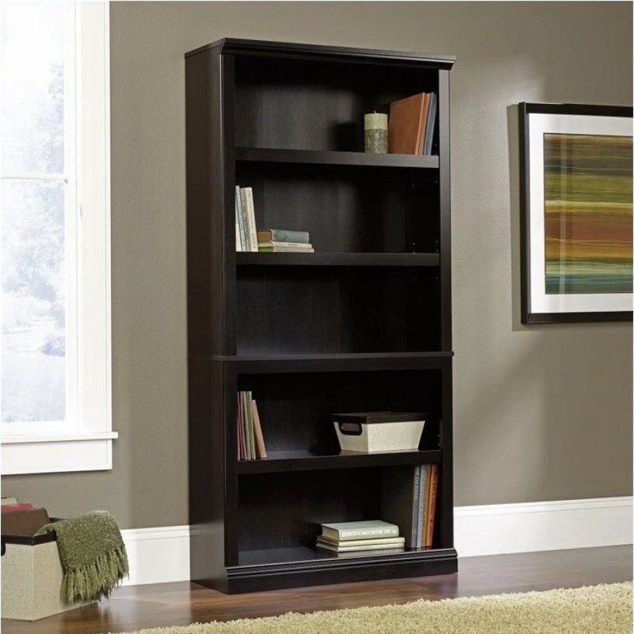 Bookcases * | Sauder Select 5 Shelf Bookcase In Estate Black