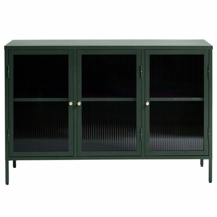 Buffets & Sideboards * | Unique Furniture Metal & Glass 3-Door Sideboard, Green