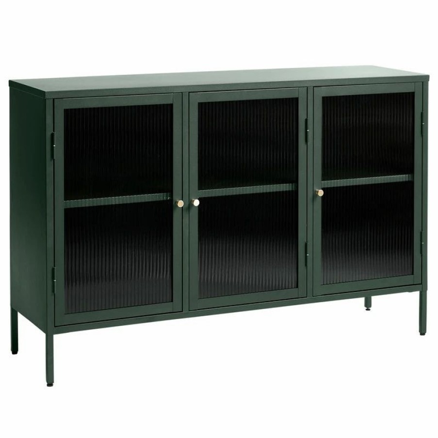 Buffets & Sideboards * | Unique Furniture Metal & Glass 3-Door Sideboard, Green