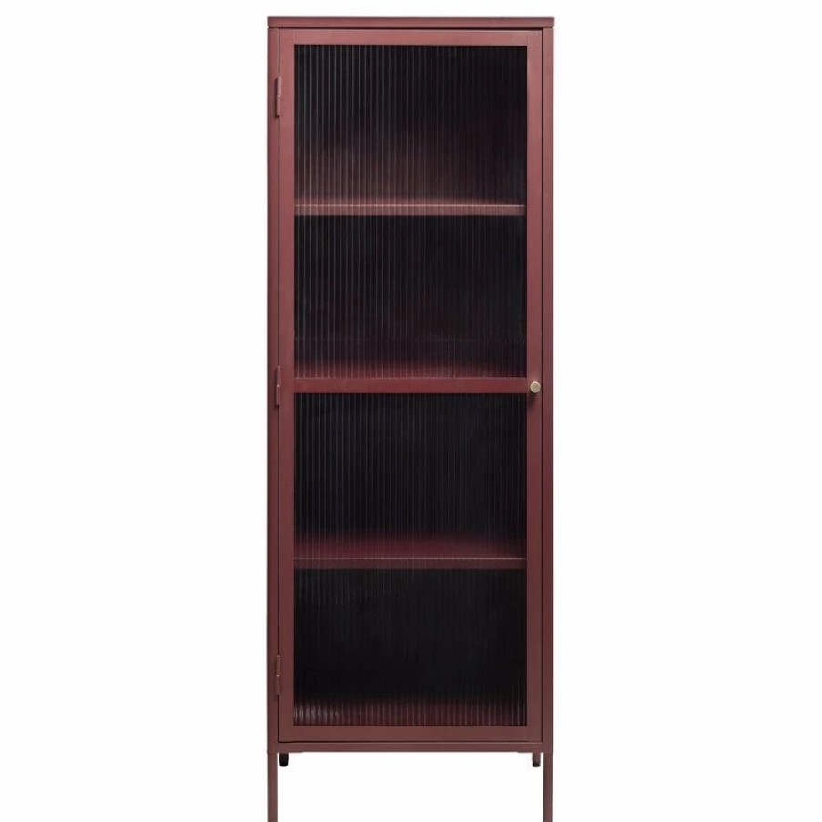 China Cabinets & Hutches * | Unique Furniture 1-Door Glass & Metal Display Cabinet In Red