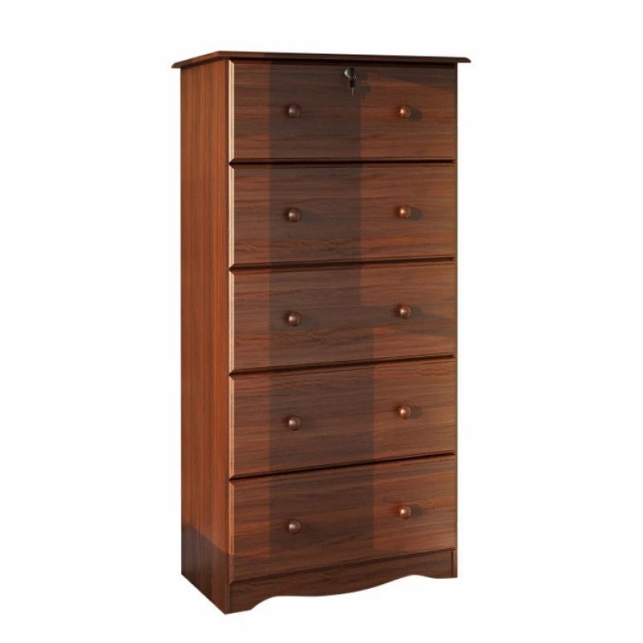 Dressers * | Palace Imports 100% Solid Wood 5-Super Jumbo Drawer Chest With Lock, Mocha