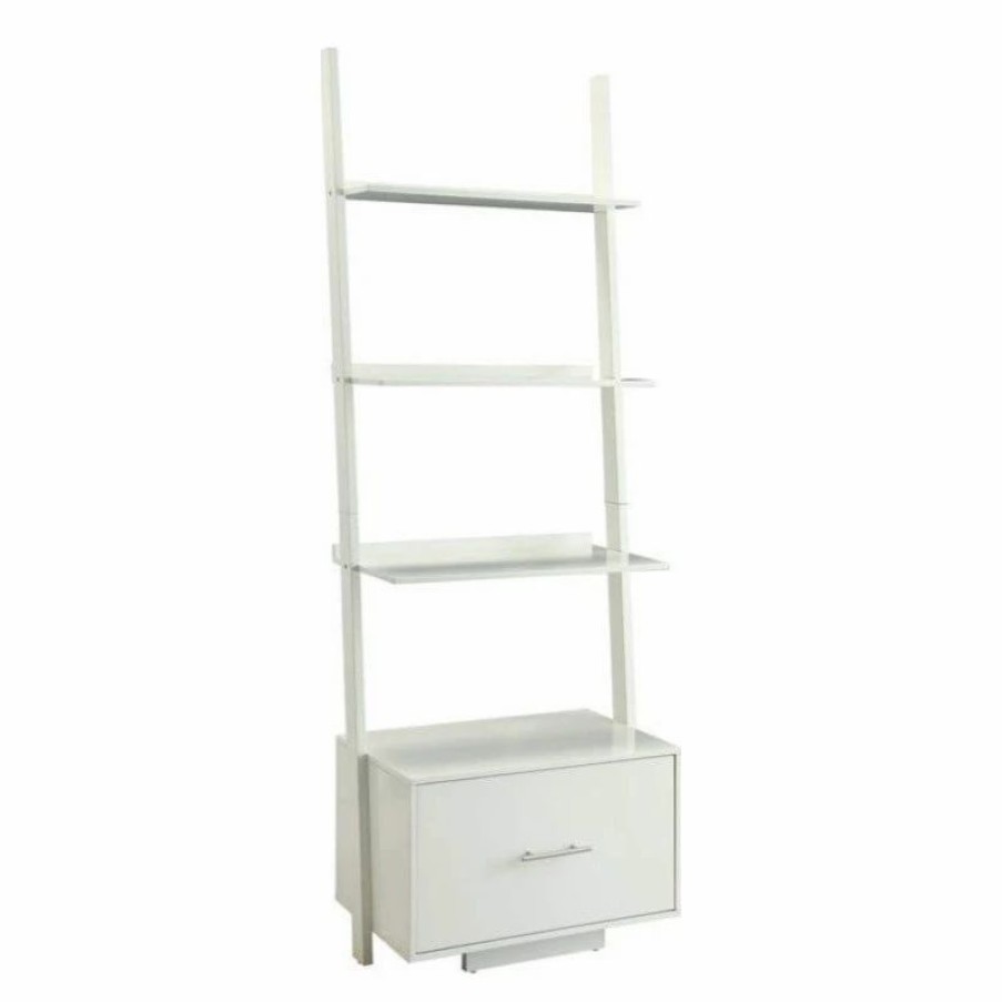 Bookcases * | Convenience Concepts American Heritage Bookcase File Drawer In White Wood Finish