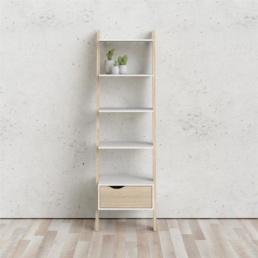 Bookcases * | Tvilum Diana 1 Drawer Bookcase In White Oak