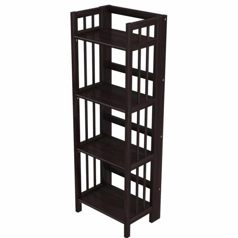 Bookcases * | Stony Edge Folding Bookcase, 4 Shelves, 16 , Espresso Color