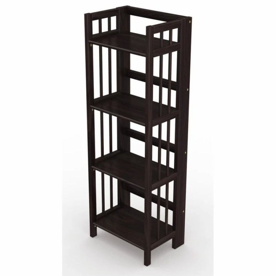 Bookcases * | Stony Edge Folding Bookcase, 4 Shelves, 16 , Espresso Color