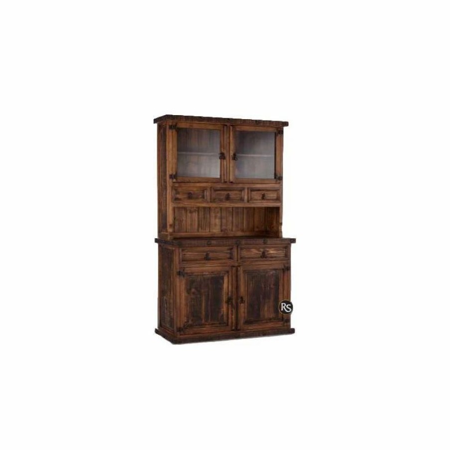 China Cabinets & Hutches * | Lsr Western Small Rustic China Cabinet