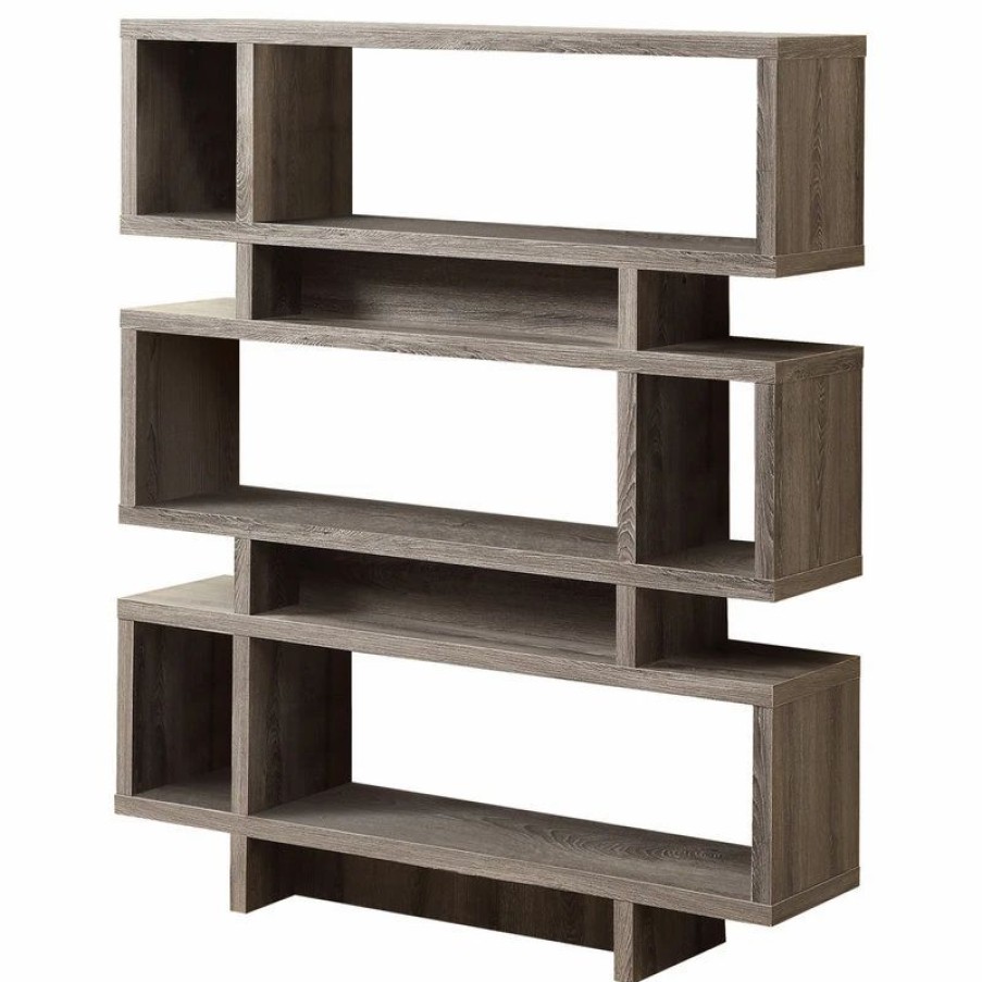 Bookcases * | Monarch Contemporary Modern Laminate Bookshelf With Brown Finish I 3251