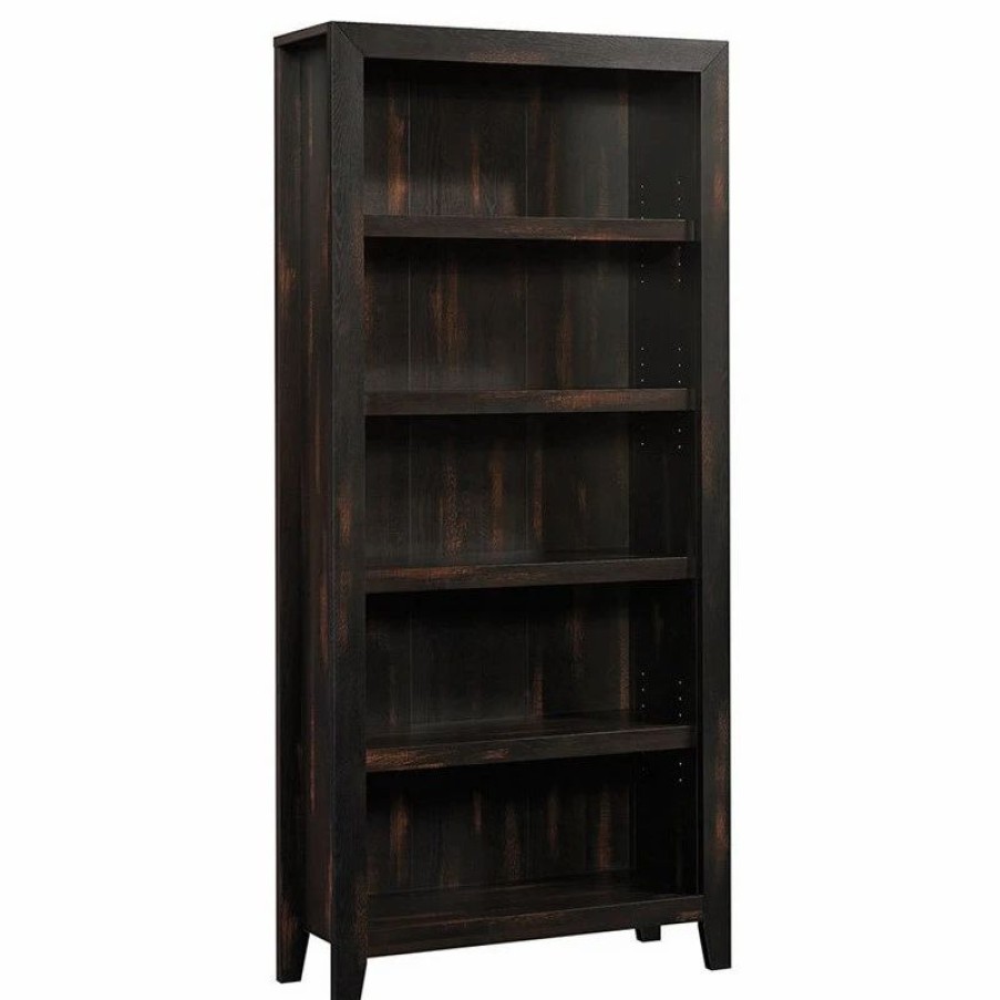 Bookcases * | Sauder Dakota Pass Engineered Wood 5-Shelf Bookcase In Char Pine