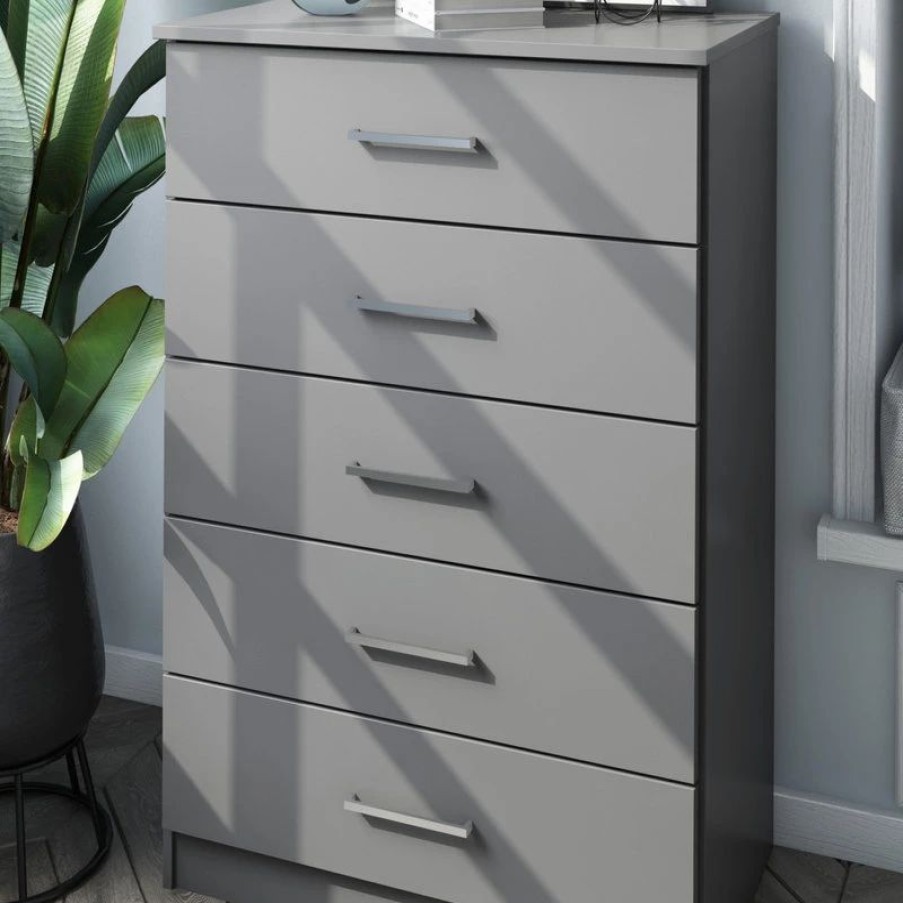 Dressers * | Palace Imports 100% Solid Wood Metro 5-Drawer Chest, Gray