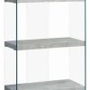 Bookcases * | Monarch Bookcase 60 H / Grey Cement With Tempered Glass