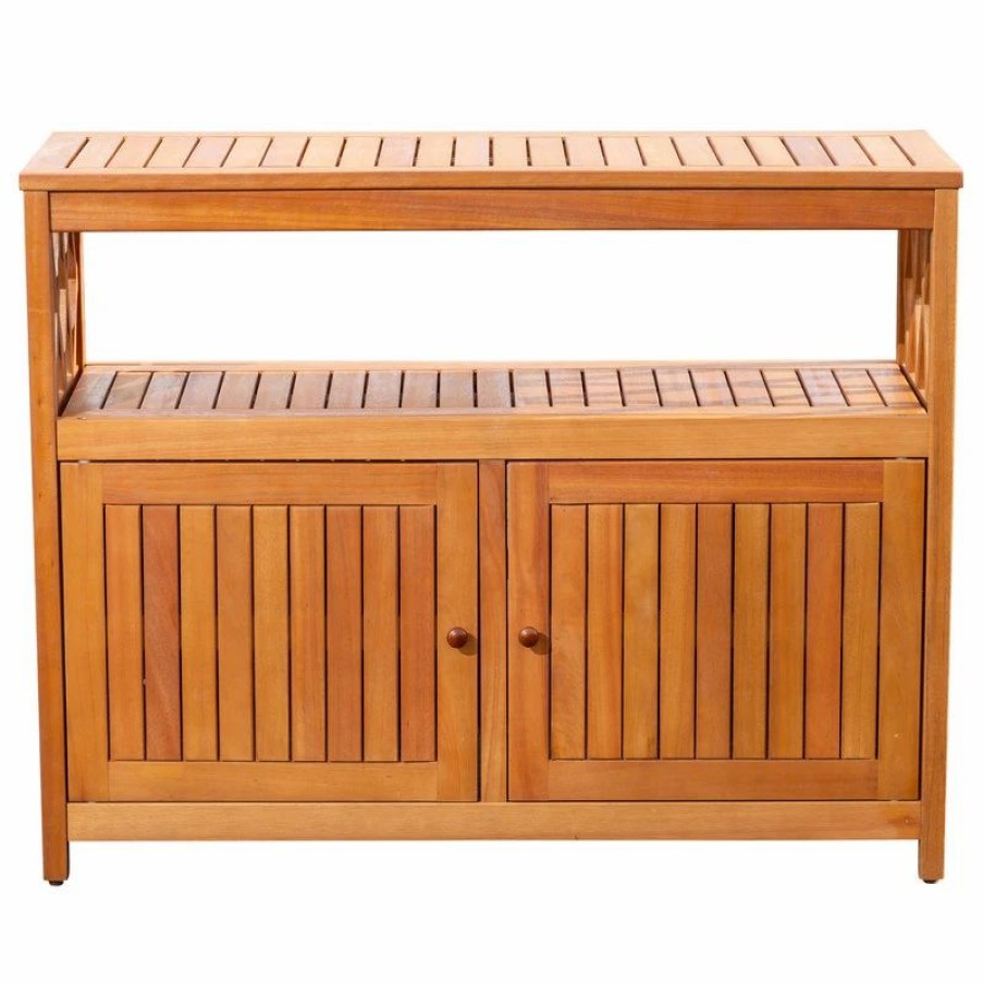 Buffets & Sideboards * | Dty Outdoor Living Longs Peak Eucalyptus Sideboard, Natural Oil