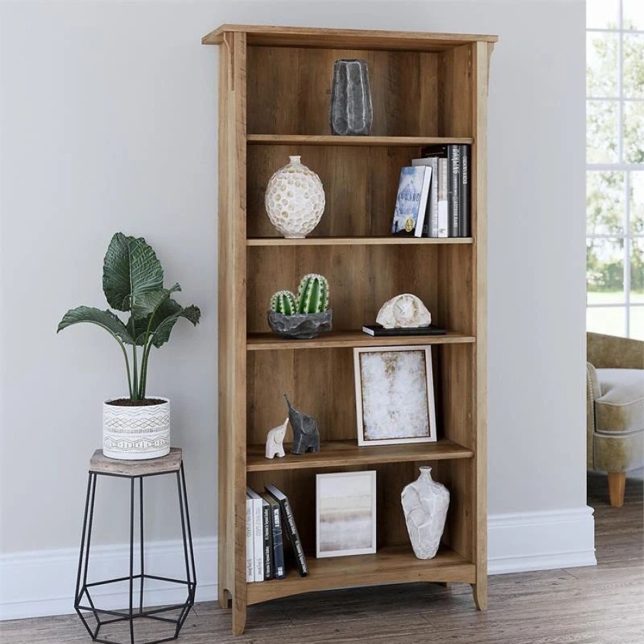 Bookcases * | Bush Business Furniture Salinas Tall 5 Shelf Bookcase In Reclaimed Pine Engineered Wood