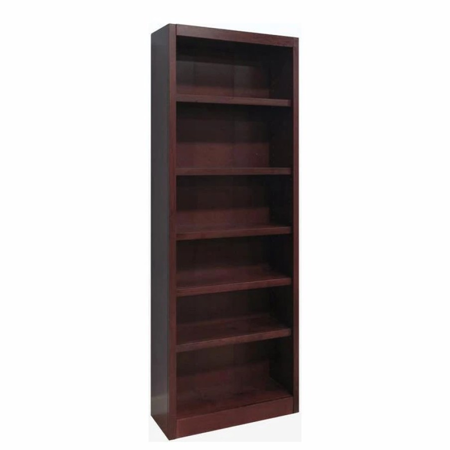 Bookcases * | Concepts In Wood Traditional 84 Tall 6-Shelf Wood Bookcase In Cherry