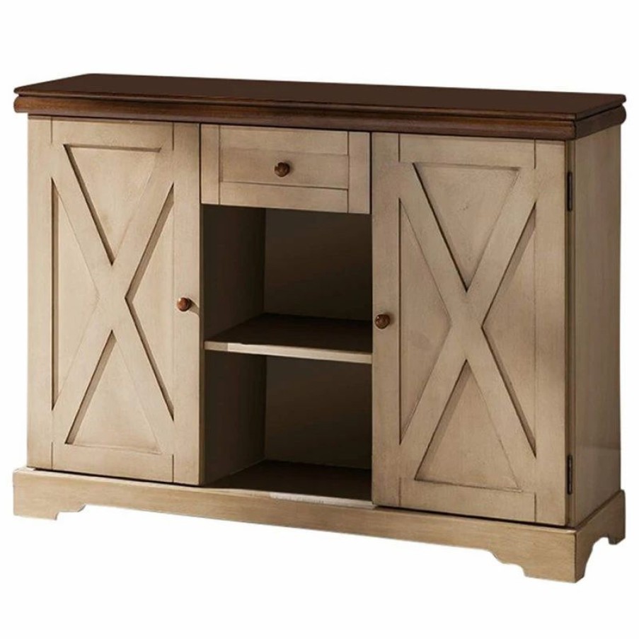 Buffets & Sideboards * | Pilaster Designs Hilo Sideboard Buffet Server Cabinet With Storage, Antique White