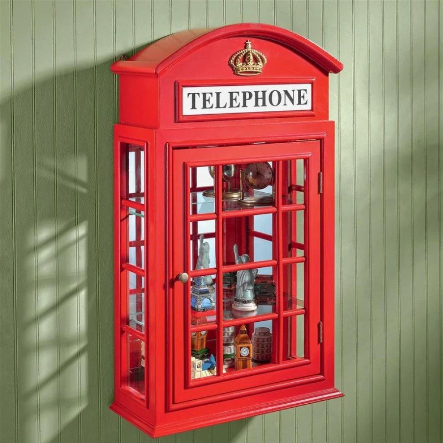 China Cabinets & Hutches * | Design Toscano Telephone Booth Curio Cabinet