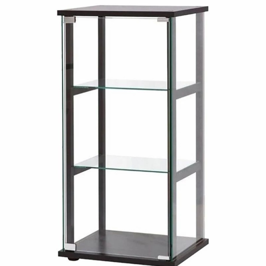 China Cabinets & Hutches * | Coaster Home Furnishings Coaster 3 Shelf Glass Curio Cabinet In Black