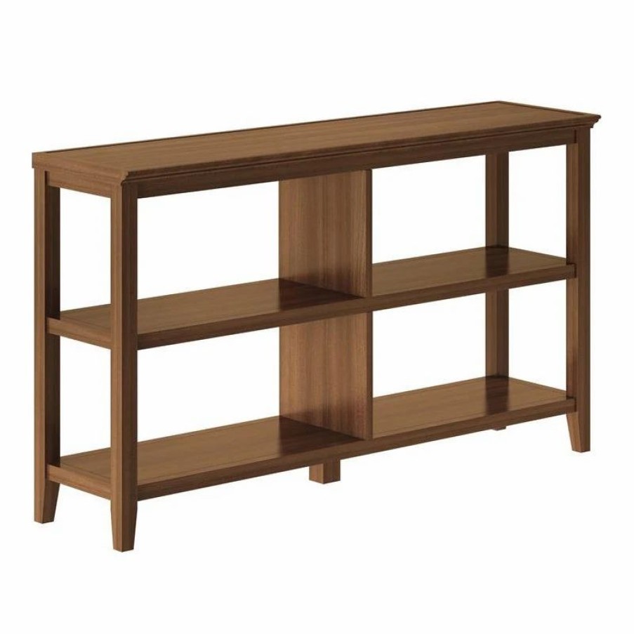 Bookcases * | New Ridge Home Goods 2-Tier Low Traditional Wooden Bookcase In Walnut