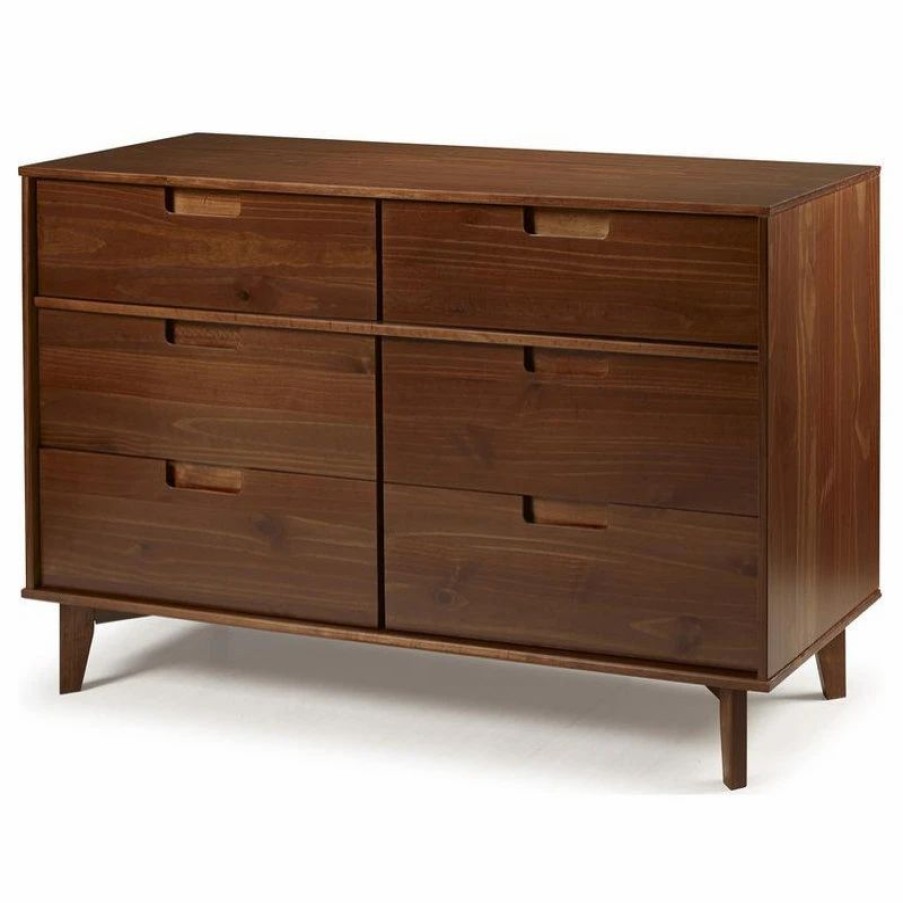 Dressers * | Walker Edison 6 Drawer Mid Century Modern Wood Dresser