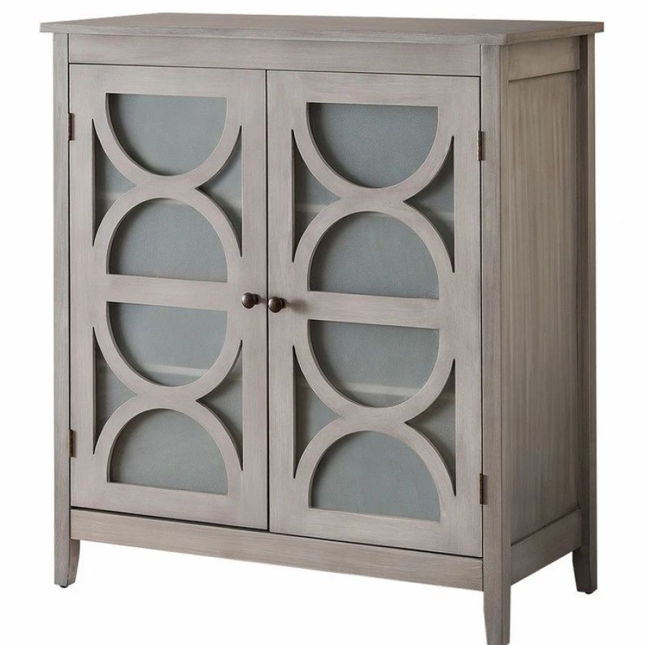 Accent Chests & Cabinets * | Pilaster Designs Pasco 2 Door Entryway Accent Display Cabinet With Storage Shelves & Glass Doors