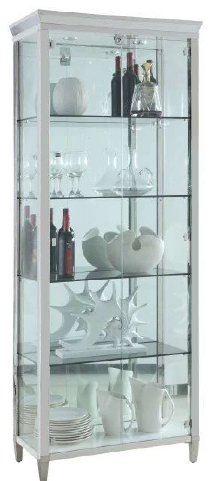 China Cabinets & Hutches * | Chintaly Imports Contemporary Tempered Glass Curio With Shelves 6652-Cur