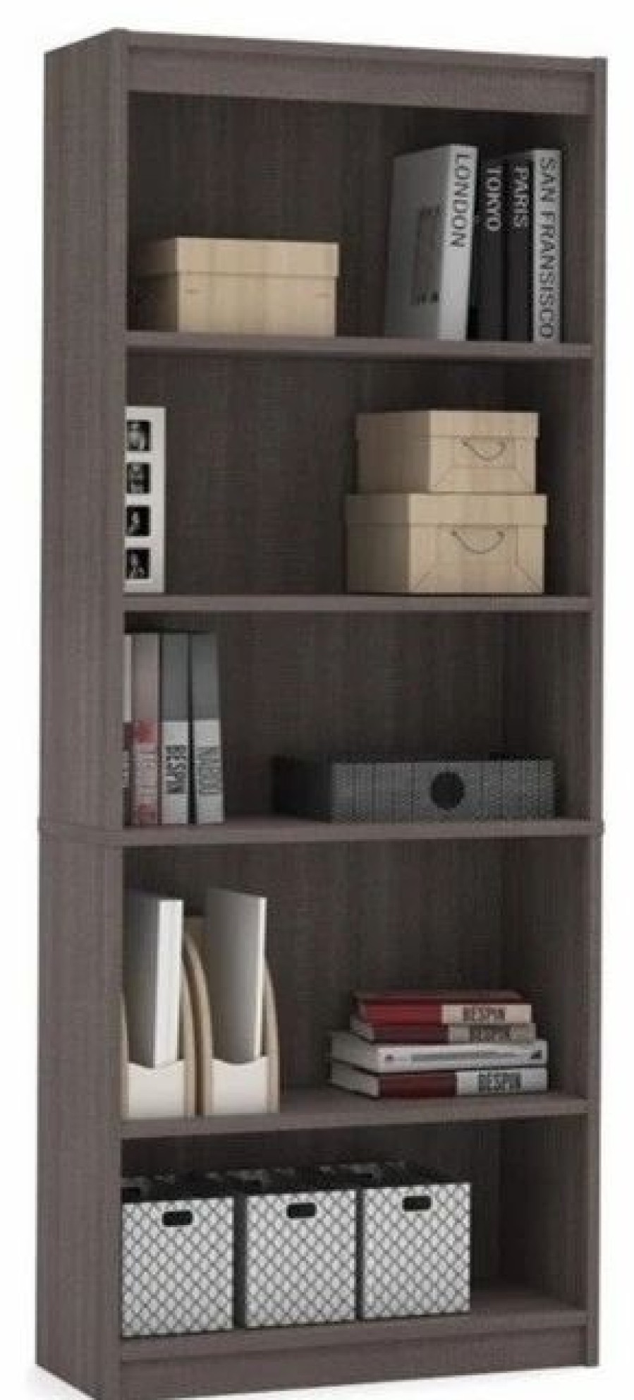 Bookcases * | Bestar Standard Bookcase, Bark Gray