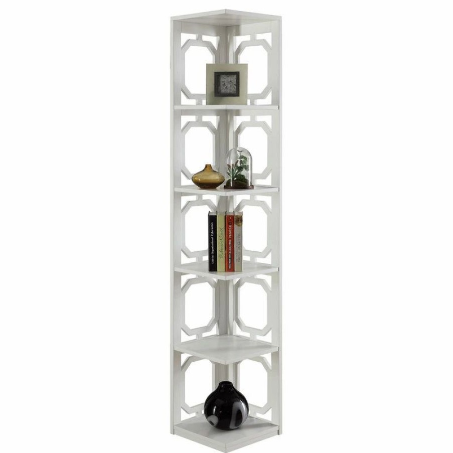 Bookcases * | Convenience Concepts Omega 5 Tier Corner Bookcase With White Finish S20-202