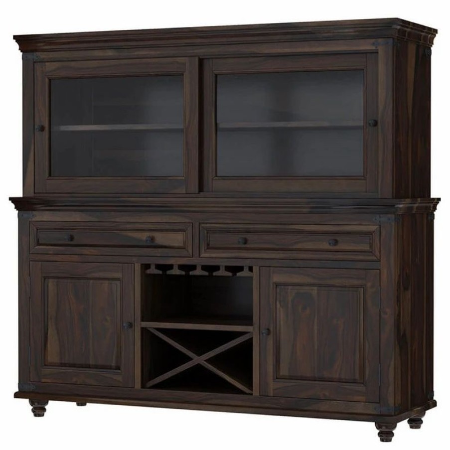 China Cabinets & Hutches * | Sierra Living Concepts Inc Oklahoma Farmhouse Traditional Rosewood Dining Room Buffet With Hutch