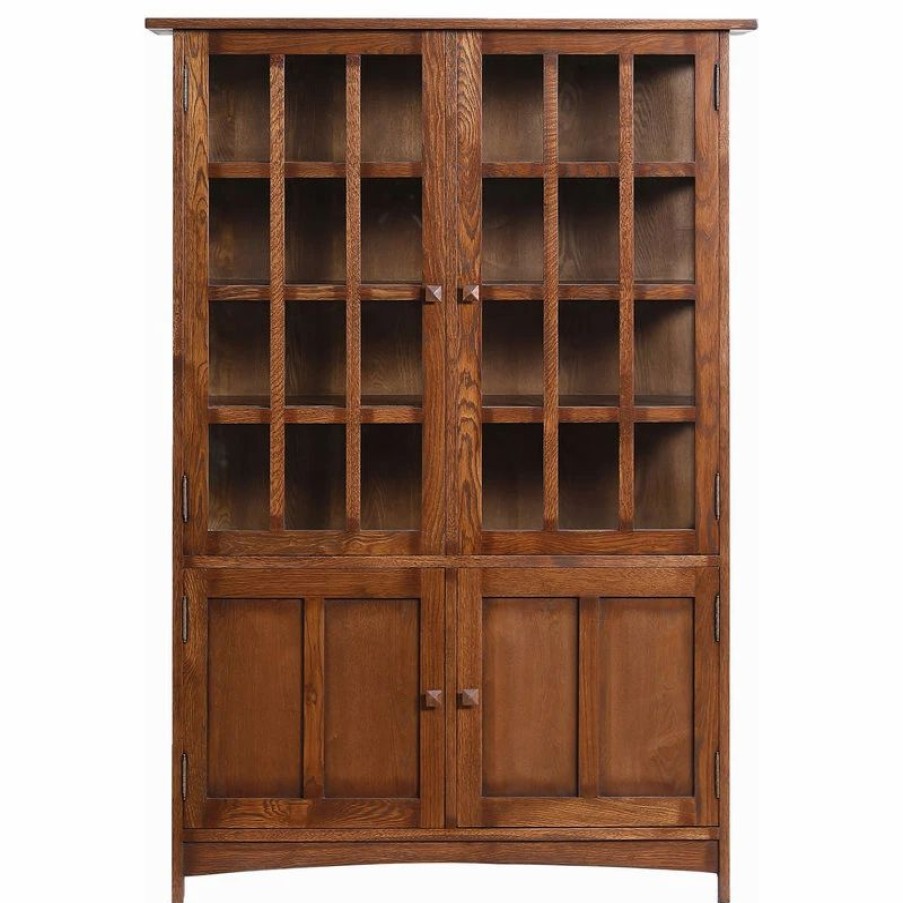 China Cabinets & Hutches * | Crafters And Weavers Arts And Crafts Mission Solid Oak China Cabinet