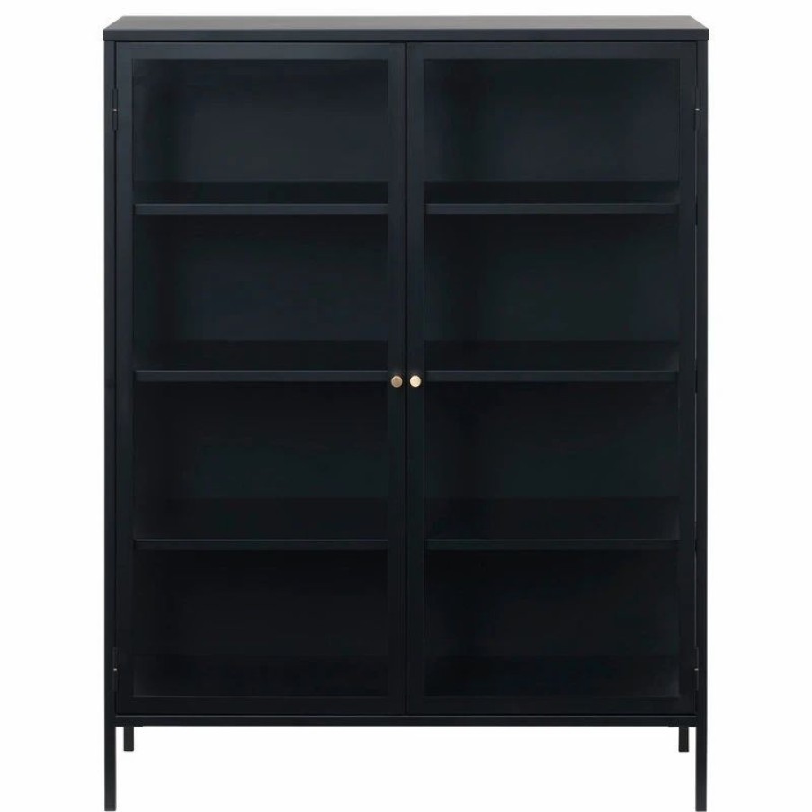 China Cabinets & Hutches * | Unique Furniture 55 Metal And Glass Cabinet In Black