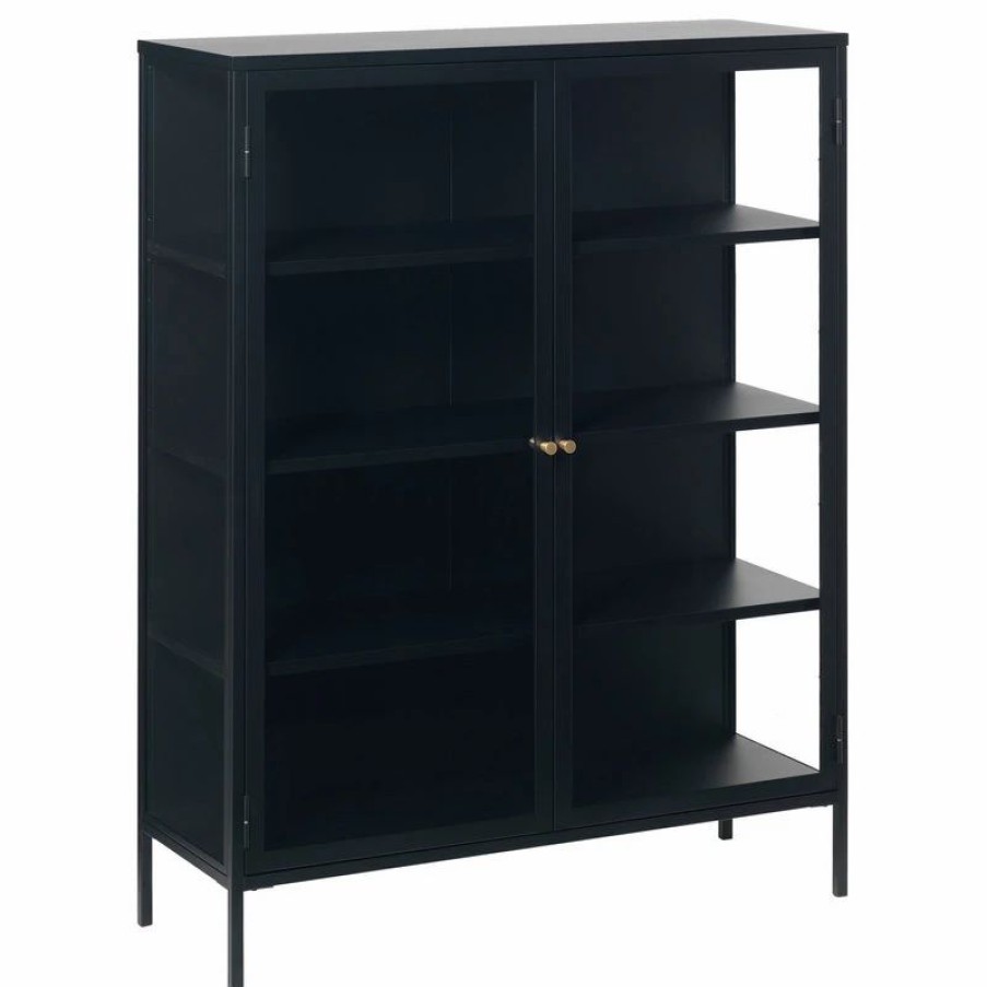 China Cabinets & Hutches * | Unique Furniture 55 Metal And Glass Cabinet In Black