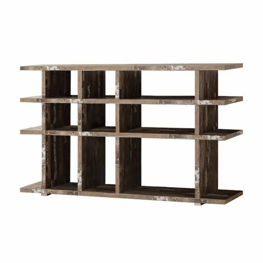 Bookcases * | Benzara, Woodland Imprts, The Urban Port Embellishing Wooden Open Bookcase, Brown