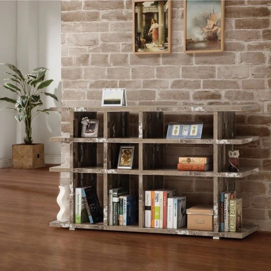 Bookcases * | Benzara, Woodland Imprts, The Urban Port Embellishing Wooden Open Bookcase, Brown