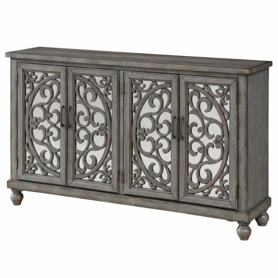 Buffets & Sideboards * | Coast To Coast Imports, Llc 4-Door Media Credenza, Hammond Gray Rub