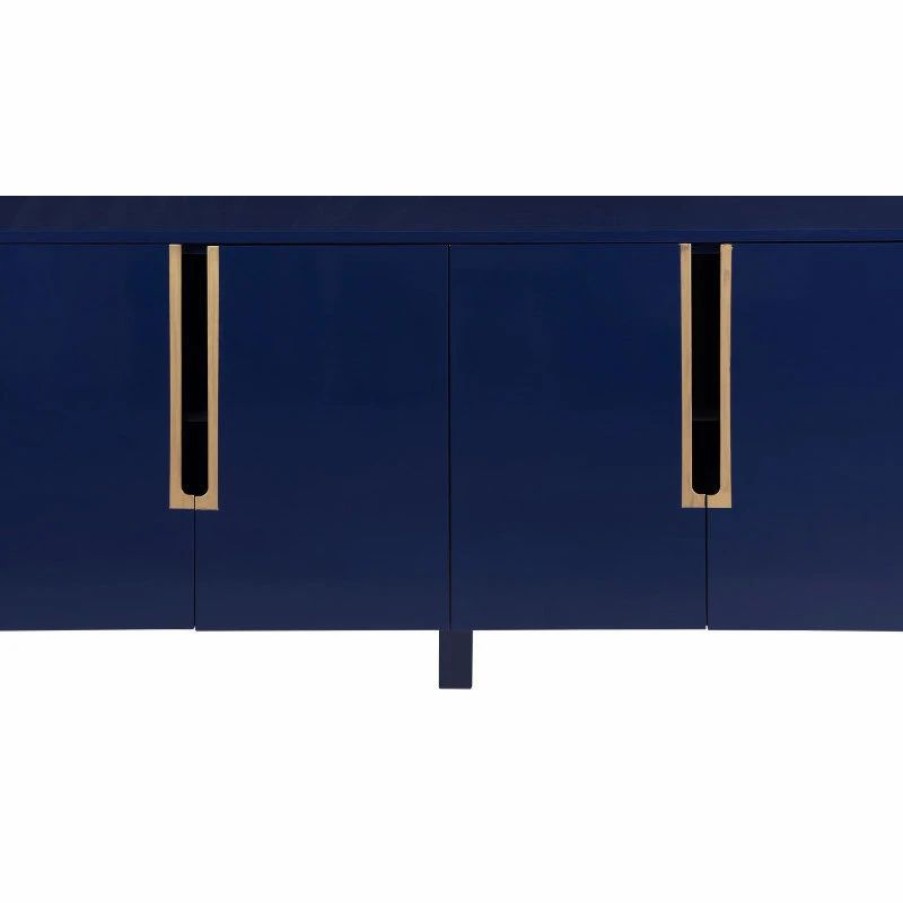 Buffets & Sideboards * | Meridian Furniture Florence Lacquer Sideboard/Buffet With Gold Finish, Navy