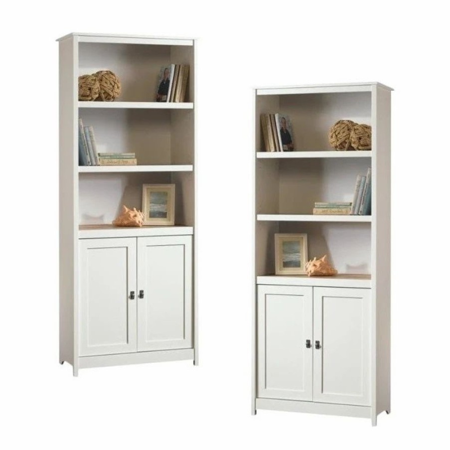 Bookcases * | Sauder (Set Of 2) Cottage Style 3 Shelf Bookcase In Soft White