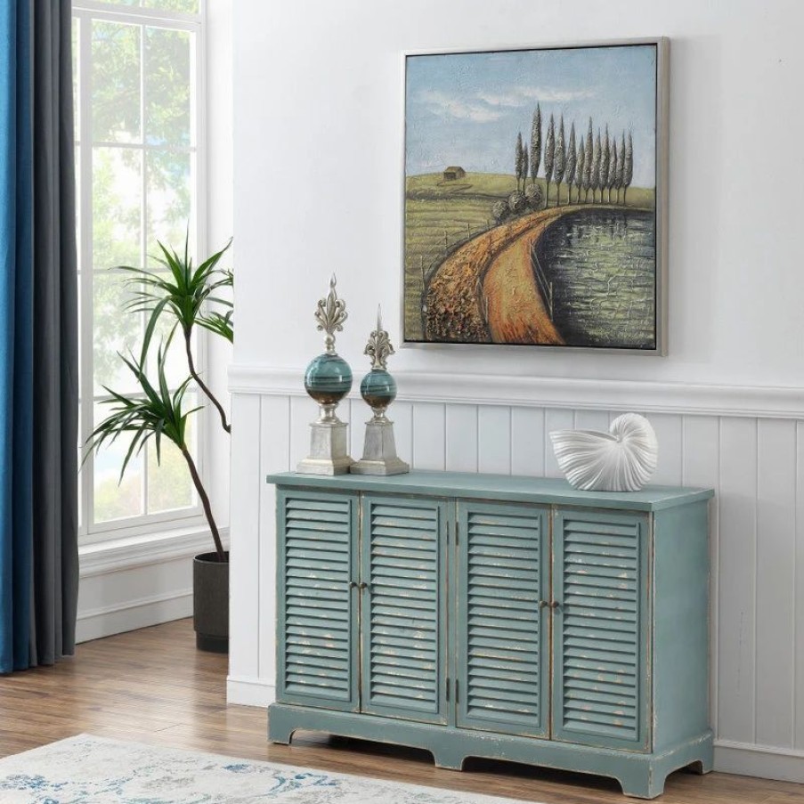 Buffets & Sideboards * | Coast To Coast Imports, Llc Four Door Credenza, Shutterbye Blue